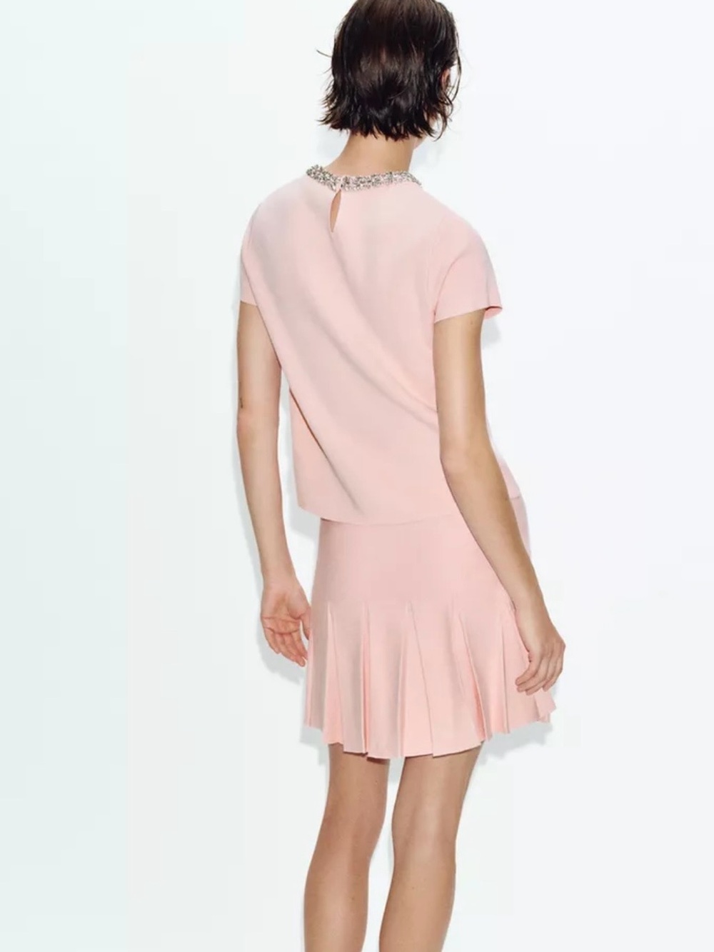 Zara Pale Pink Pleated Mini Skirt - Picture 5 of 6